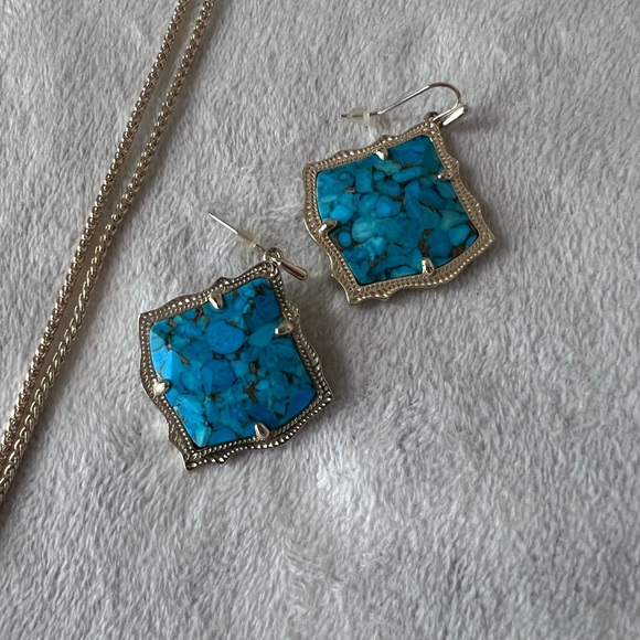 Kendra Scott bronze Veined Turquoise set - Picture 8 of 8
